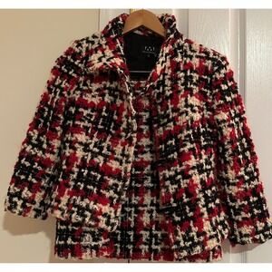 David Meister Red Black Cream Tweed Skirt Set